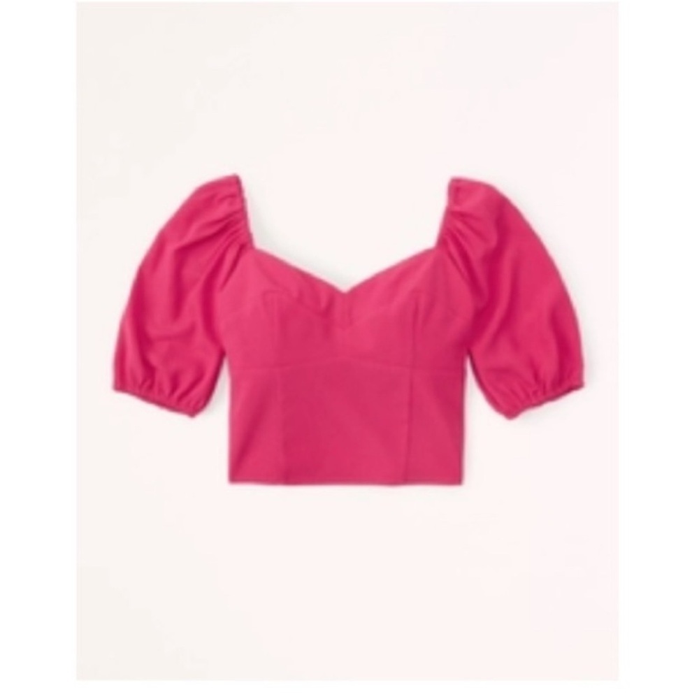 Abercrombie & Fitch Pink Puff Sleeve Sweetheart Corset Top Size L Magenta Pink